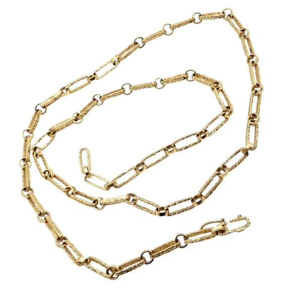 Rare! Vintage Estate 18k Yellow Gold 30" Long Paperclip Link Necklace 56.8g - Picture 10 of 14